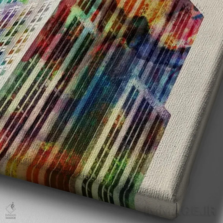 تابلو برج امپایر استیت (نیویورک) اثر مایکل تامپست - نمای نزدیک بافت بوم