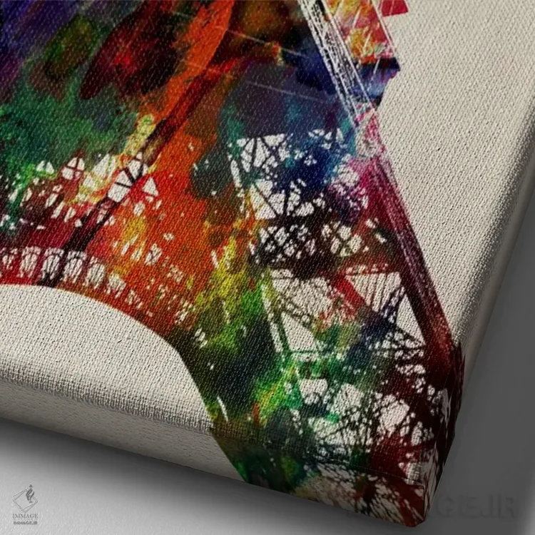 تابلو برج ایفل (آبرنگ) اثر مایکل تامپست - نمای نزدیک بافت بوم