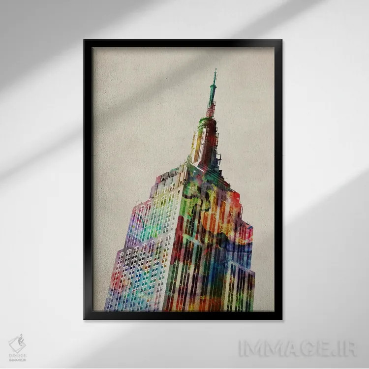 تابلو برج امپایر استیت (نیویورک) اثر مایکل تامپست - نمای قابدار مشکی