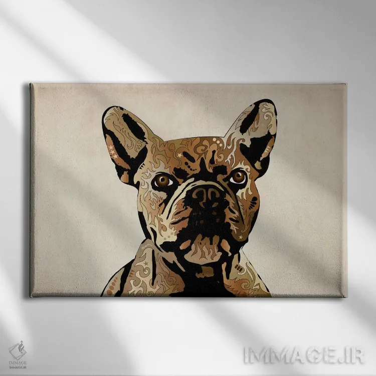 تابلو بولداگ فرانسوی اثر مایکل تامپست - نمای روبهرو روی دیوار