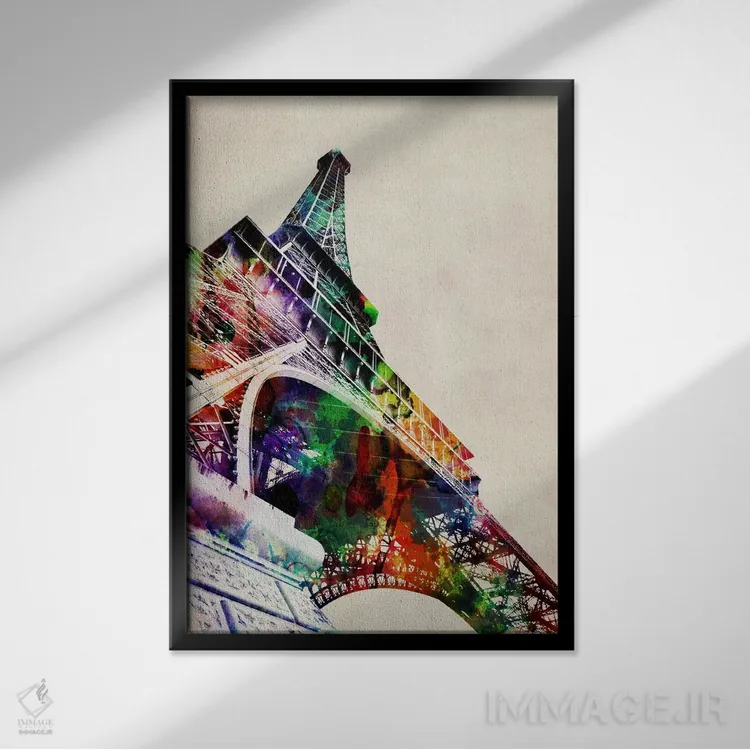 تابلو برج ایفل (آبرنگ) اثر مایکل تامپست - نمای قابدار مشکی