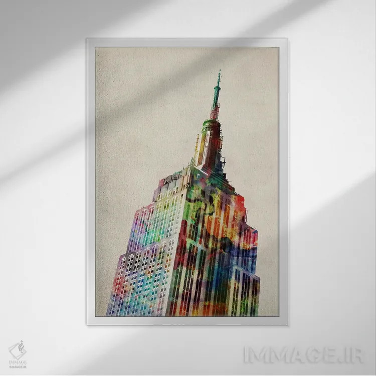 تابلو برج امپایر استیت (نیویورک) اثر مایکل تامپست - نمای قابدار سفید