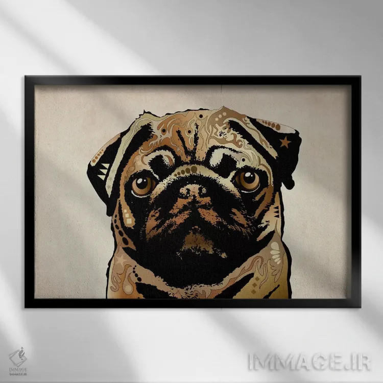 تابلو سگ پاگ اثر مایکل تامپست - نمای قابدار مشکی