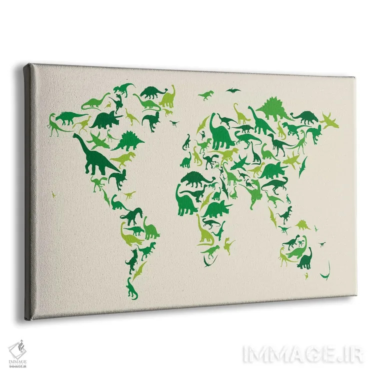 تابلو نقشهٔ دایناسورهای جهان اثر مایکل تامپست - نمای پرسپکتیو محصول