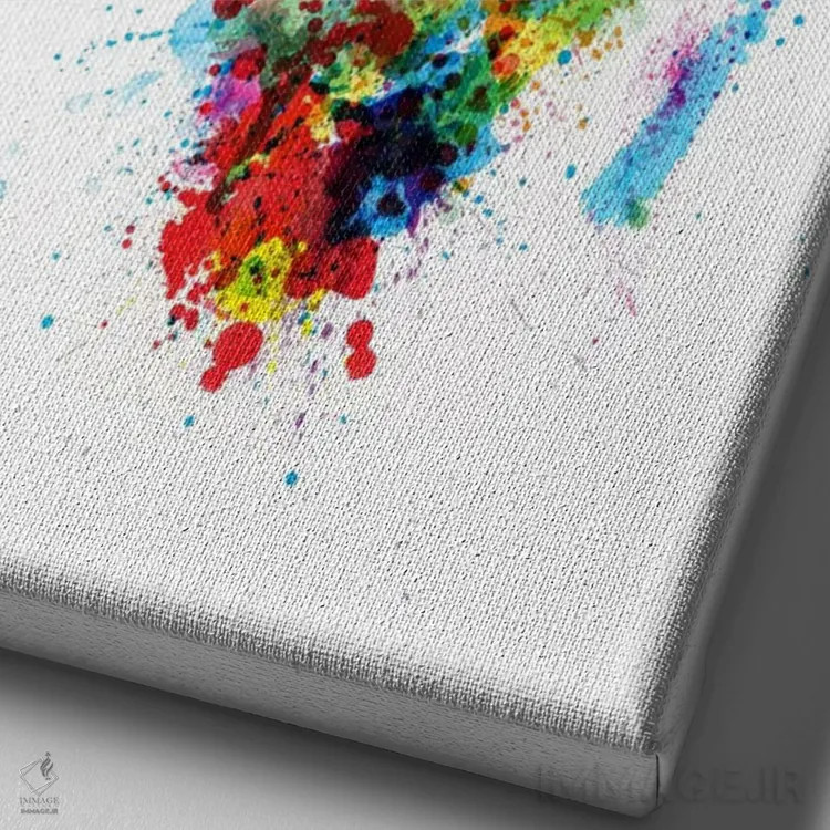 تابلو نقشهٔ آفریقا با پاشش رنگ اثر مایکل تامپست - نمای نزدیک بافت بوم