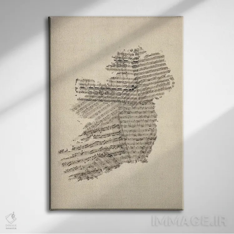 تابلو نقشهٔ نت موسیقی ایرلند اثر مایکل تامپست - نمای روبهرو روی دیوار