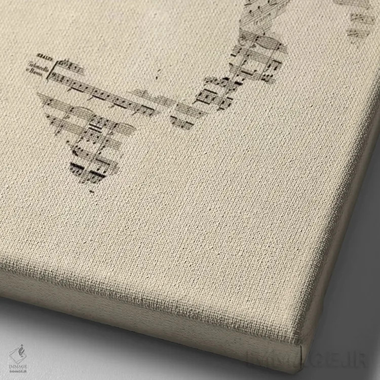 تابلو نقشهٔ نت موسیقی ایتالیا اثر مایکل تامپست - نمای نزدیک بافت بوم