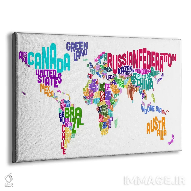 تابلو نقشهٔ تایپوگرافی جهان ۶ اثر مایکل تامپست - نمای پرسپکتیو محصول