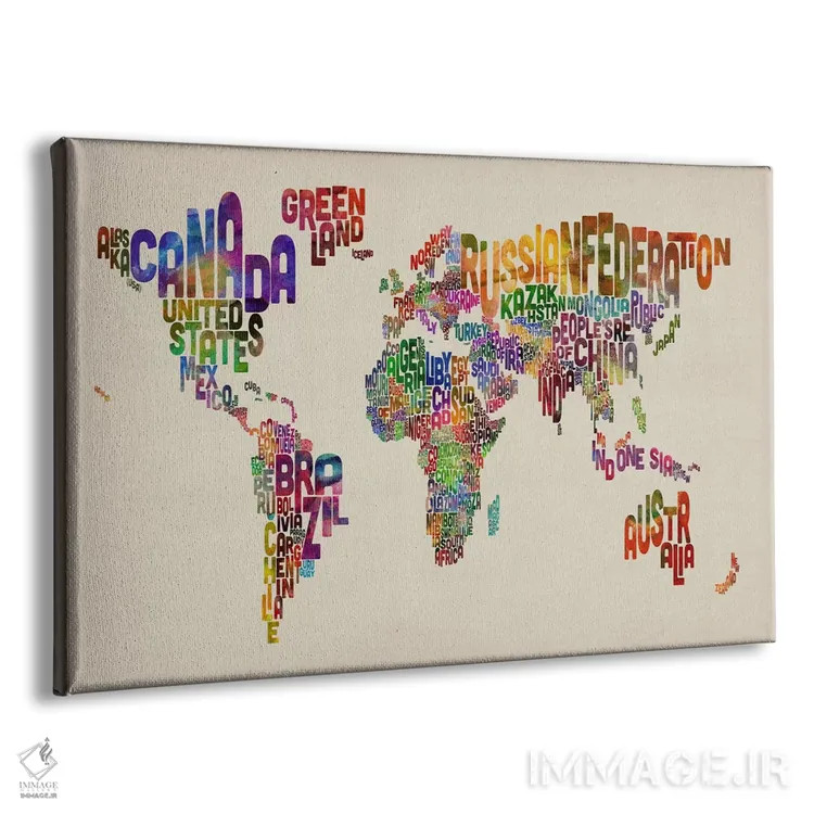 تابلو نقشهٔ تایپوگرافی جهان ۸ اثر مایکل تامپست - نمای پرسپکتیو محصول