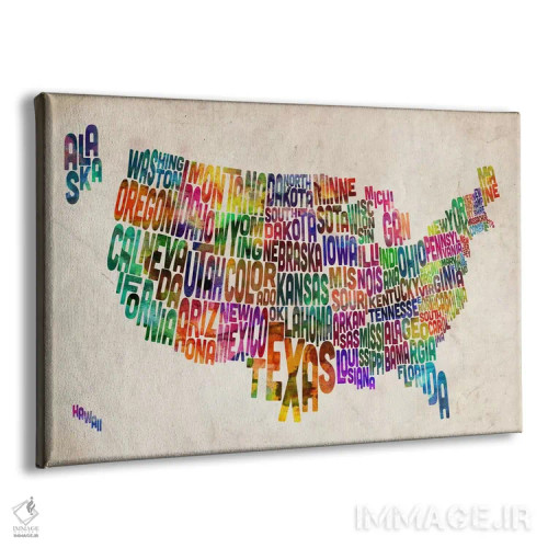 تابلو نقشهٔ تایپوگرافی ایالتهای آمریکا اثر مایکل تامپست - نمای پرسپکتیو محصول