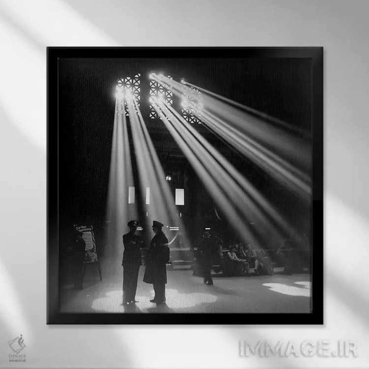 تابلو ایستگاه اتحادیه شیکاگو اثر جک دلانو - نمای قابدار مشکی