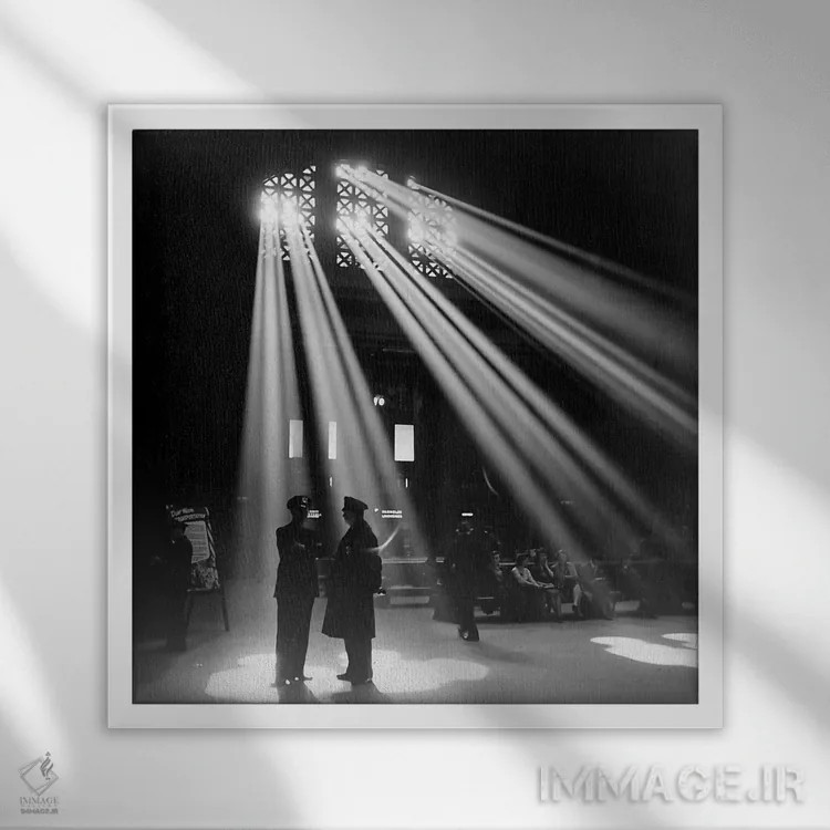 تابلو ایستگاه اتحادیه شیکاگو اثر جک دلانو - نمای قابدار سفید