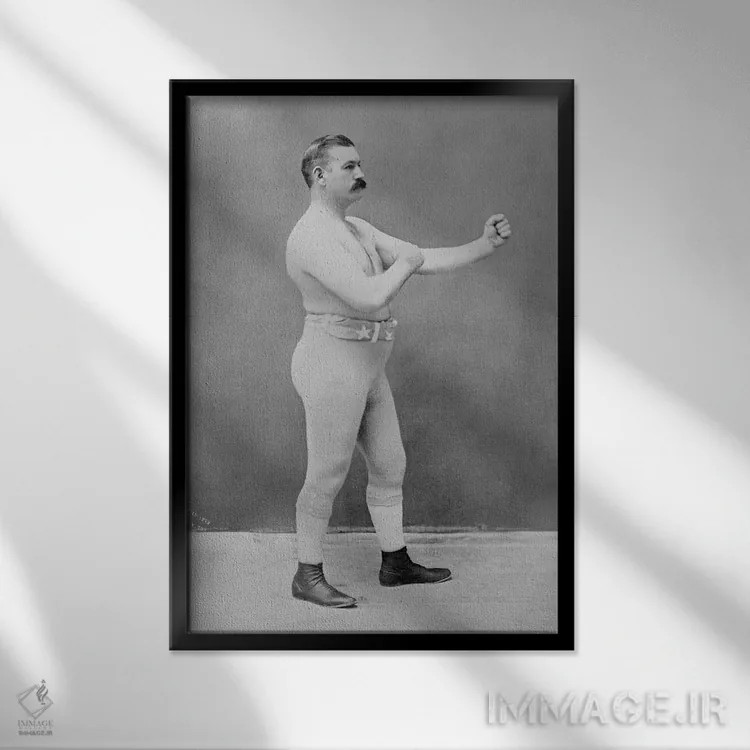 تابلو قهرمان بوکس جان ال. سالیوان اثر هنرمند ناشناس - نمای قابدار مشکی