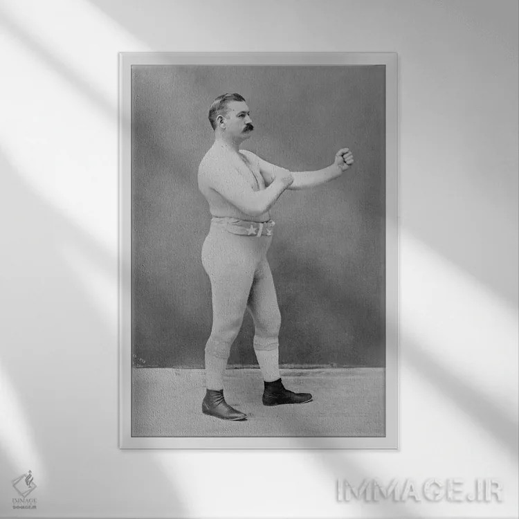 تابلو قهرمان بوکس جان ال. سالیوان اثر هنرمند ناشناس - نمای قابدار سفید