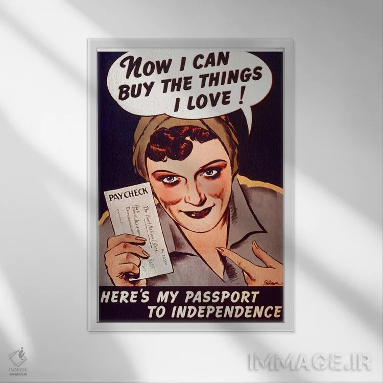 تابلو پوستر قدیمی "تو نمیتوانی عشق بخری" اثر هنرمند ناشناس - نمای قابدار سفید