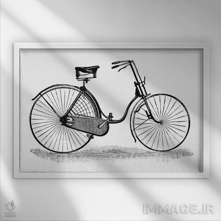 تابلو پوستر قدیمی دوچرخه امن بانوان اثر هنرمند ناشناس - نمای قابدار سفید