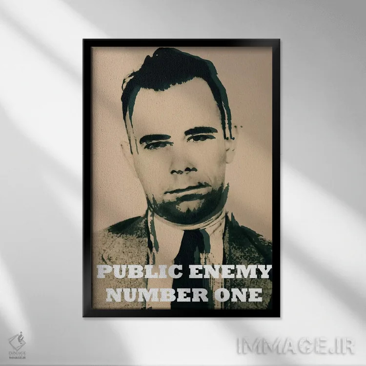 تابلو جان دیلینجر (۱۹۰۳–۱۹۳۴)؛ دشمن شماره ۱ اثر فایو بای فایو کالکتیو - نمای قابدار مشکی