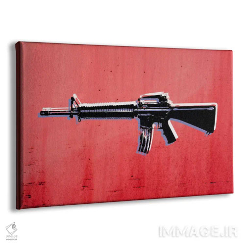 تابلو تفنگ تهاجمی M16 روی زمینه قرمز اثر مایکل تامپست - نمای پرسپکتیو محصول
