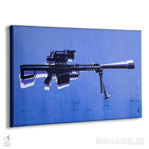 تابلو تفنگ تکتیرانداز M82 روی زمینه آبی اثر مایکل تامپست - نمای پرسپکتیو محصول