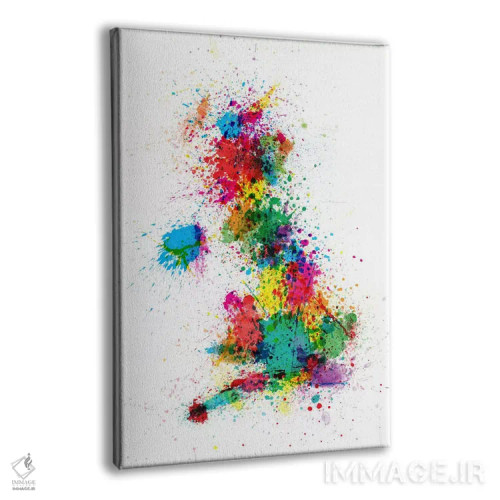 تابلو نقشهٔ بریتانیا با پاشش رنگ اثر مایکل تامپست - نمای پرسپکتیو محصول