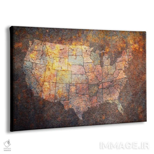 تابلو نقشهٔ ایالات متحده آمریکا اثر مایکل تامپست - نمای پرسپکتیو محصول