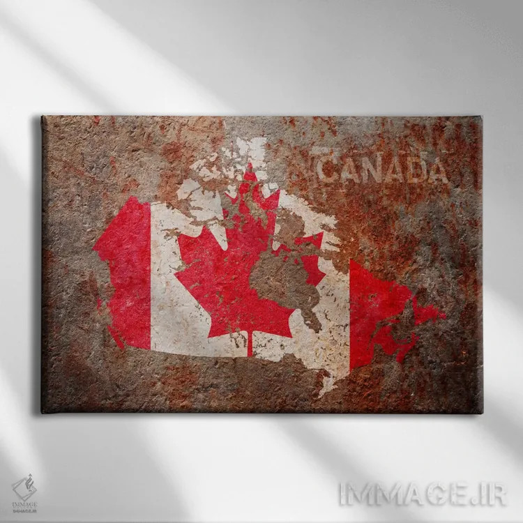 تابلو نقشهٔ پرچم کانادا اثر مایکل تامپست - نمای روبهرو روی دیوار
