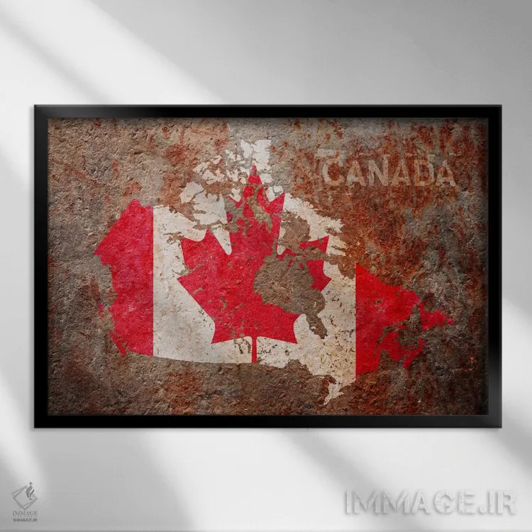 تابلو نقشهٔ پرچم کانادا اثر مایکل تامپست - نمای قابدار مشکی