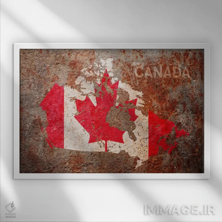 تابلو نقشهٔ پرچم کانادا اثر مایکل تامپست - نمای قابدار سفید