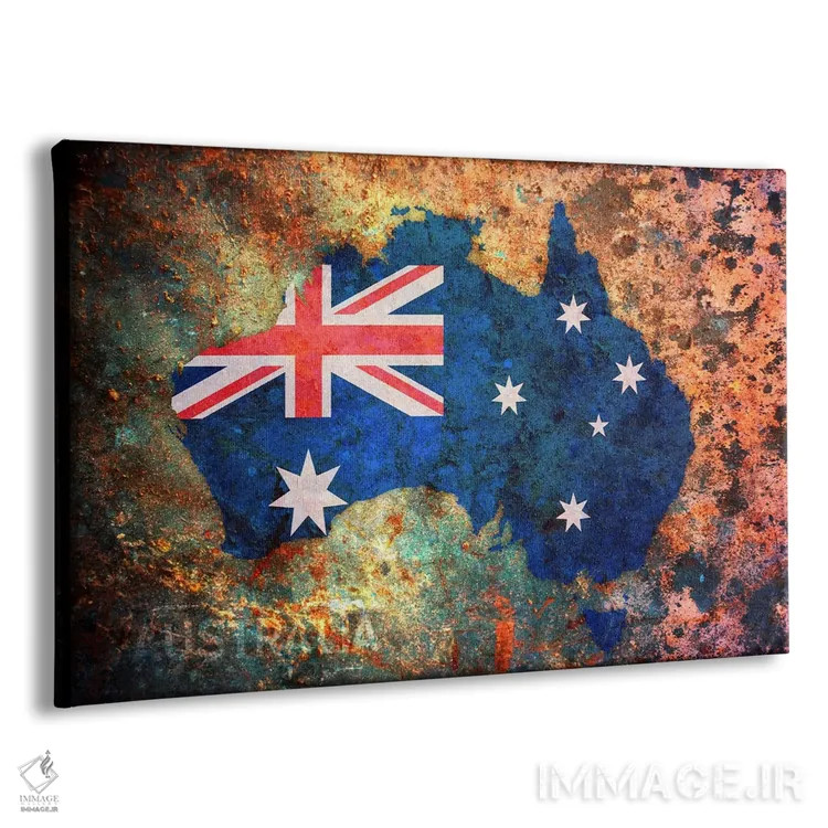 تابلو نقشهٔ پرچم استرالیا اثر مایکل تامپست - نمای پرسپکتیو محصول