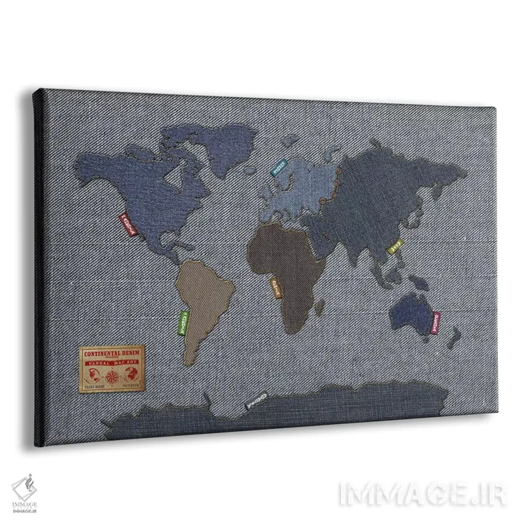 تابلو نقشهٔ جهان با طرح جین اثر مایکل تامپست - نمای پرسپکتیو محصول