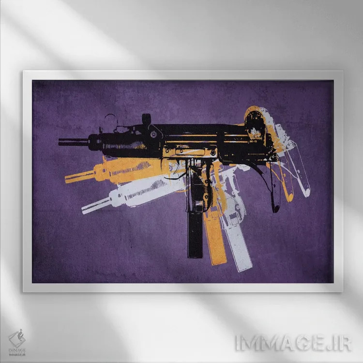 تابلو مسلسل یوزی روی زمینه بنفش اثر مایکل تامپست - نمای قابدار سفید