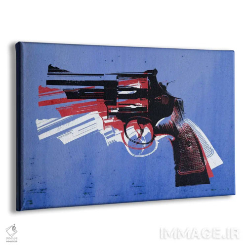 تابلو هفتتیر مگنوم روی زمینه آبی اثر مایکل تامپست - نمای پرسپکتیو محصول