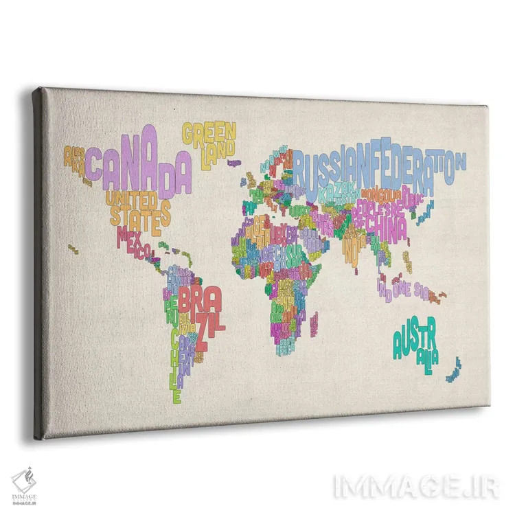 تابلو نقشهٔ تایپوگرافی جهان اثر مایکل تامپست - نمای پرسپکتیو محصول