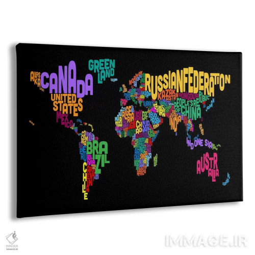 تابلو نقشهٔ تایپوگرافی جهان ۲ (مشکی) اثر مایکل تامپست - نمای پرسپکتیو محصول