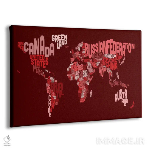تابلو نقشهٔ تایپوگرافی جهان ۳ (قرمز) اثر مایکل تامپست - نمای پرسپکتیو محصول