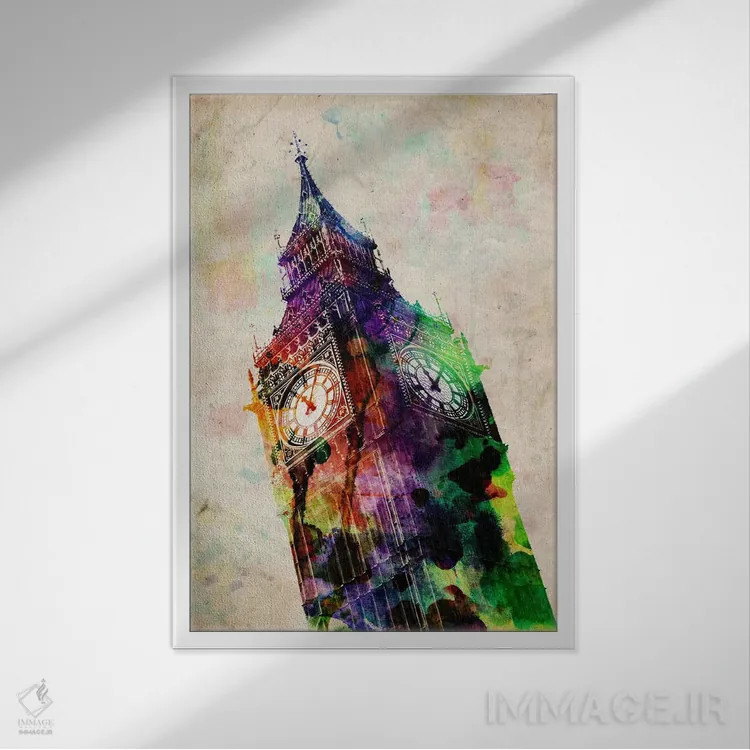 تابلو بیگ بن لندن اثر مایکل تامپست - نمای قابدار سفید