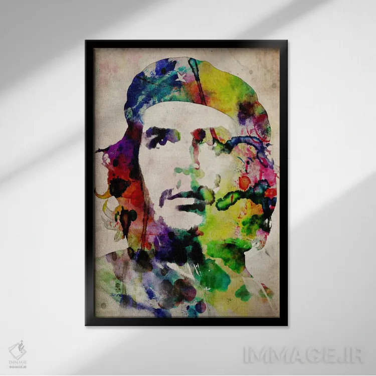 تابلو چه گوارا با آبرنگ شهری اثر مایکل تامپست - نمای قابدار مشکی