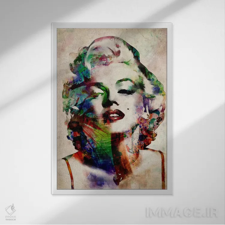 تابلو مرلین مونرو با آبرنگ اثر مایکل تامپست - نمای قابدار سفید