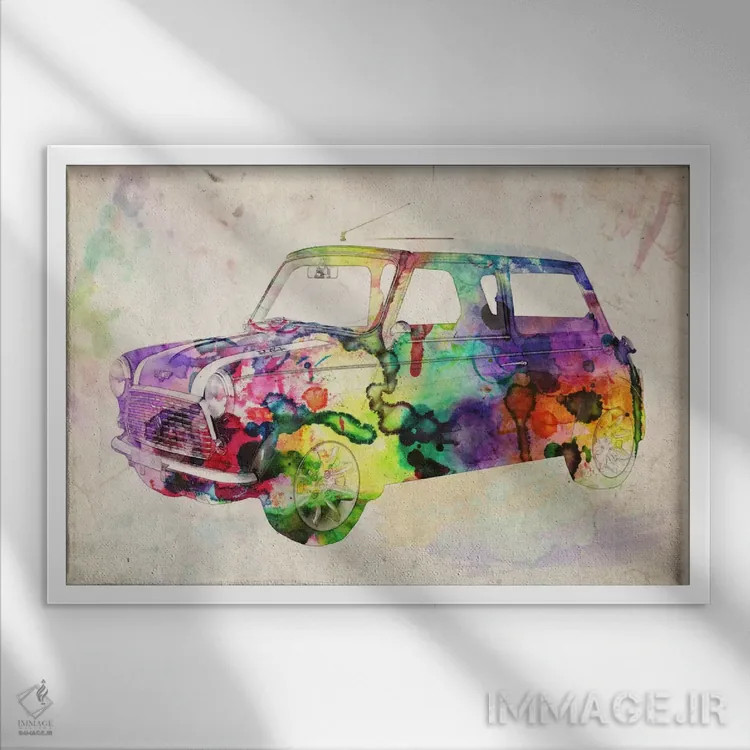 تابلو مینی کوپر (شهری) ۲ اثر مایکل تامپست - نمای قابدار سفید