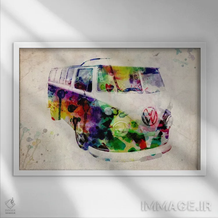تابلو ون کمپر فولکسواگن (شهری) اثر مایکل تامپست - نمای قابدار سفید