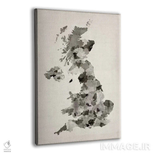 تابلو نقشهٔ بریتانیا با آبرنگ اثر مایکل تامپست - نمای پرسپکتیو محصول