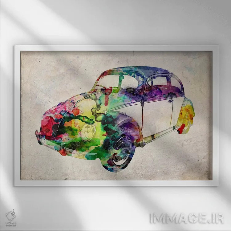 تابلو فولکسواگن بیتل (شهری) اثر مایکل تامپست - نمای قابدار سفید