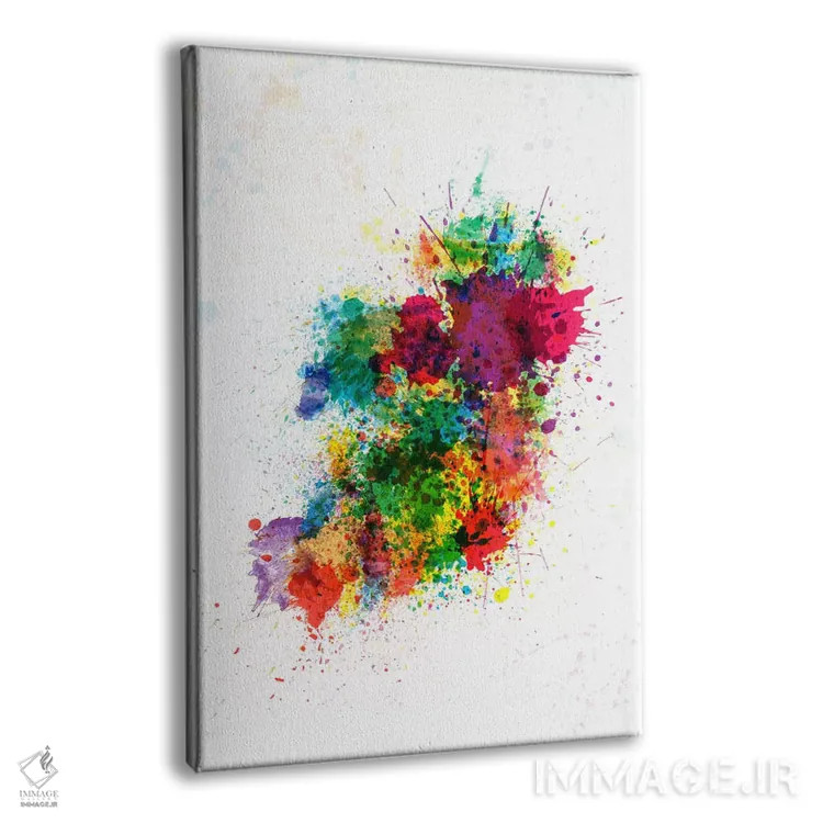 تابلو نقشهٔ ایرلند با پاشش رنگ اثر مایکل تامپست - نمای پرسپکتیو محصول