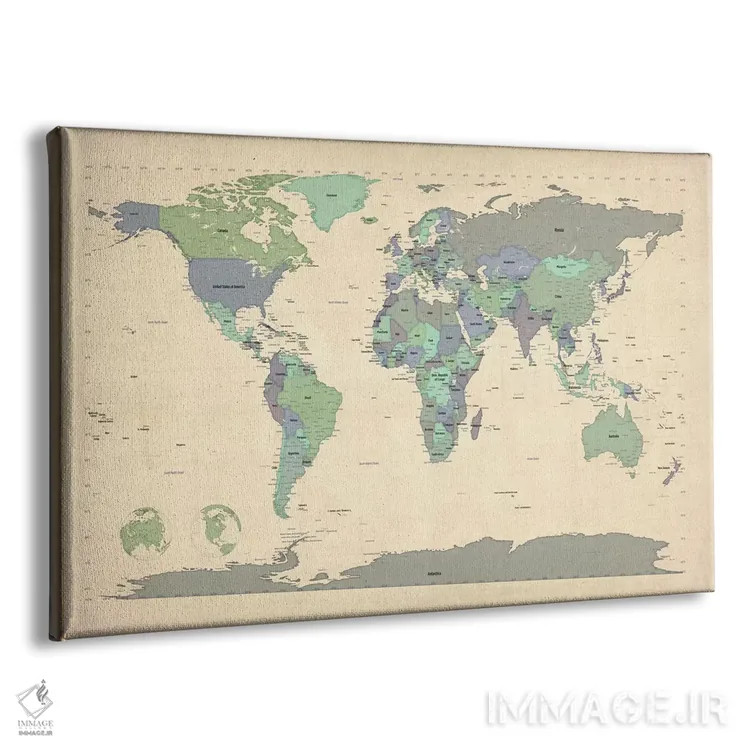 تابلو نقشهٔ جهان ۶ اثر مایکل تامپست - نمای پرسپکتیو محصول