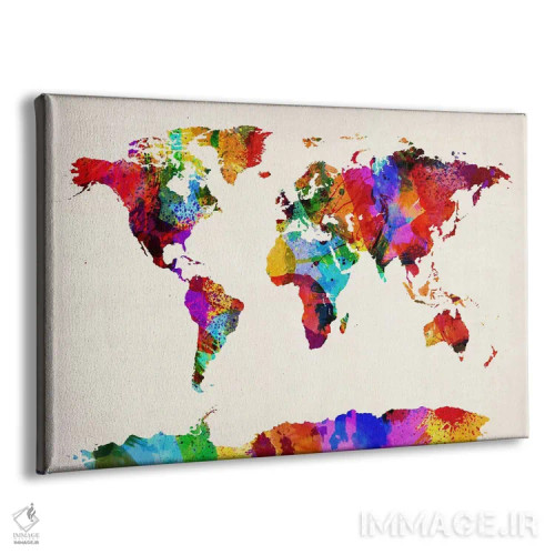 تابلو نقشهٔ جهان (نقاشی انتزاعی) ۲ اثر مایکل تامپست - نمای پرسپکتیو محصول