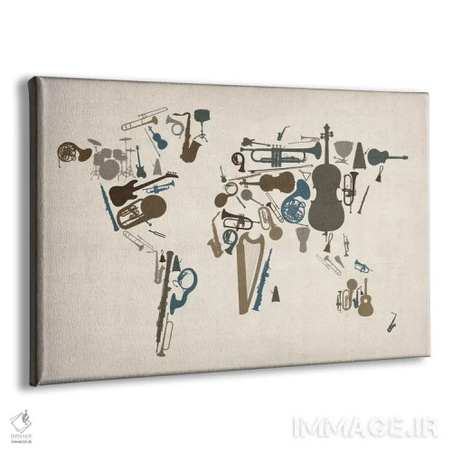 تابلو نقشهٔ جهان با سازهای موسیقی اثر مایکل تامپست - نمای پرسپکتیو محصول