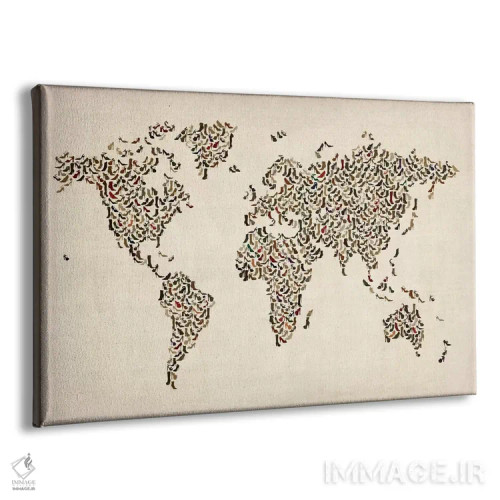 تابلو نقشهٔ جهان با کفشهای زنانه (بوت) اثر مایکل تامپست - نمای پرسپکتیو محصول