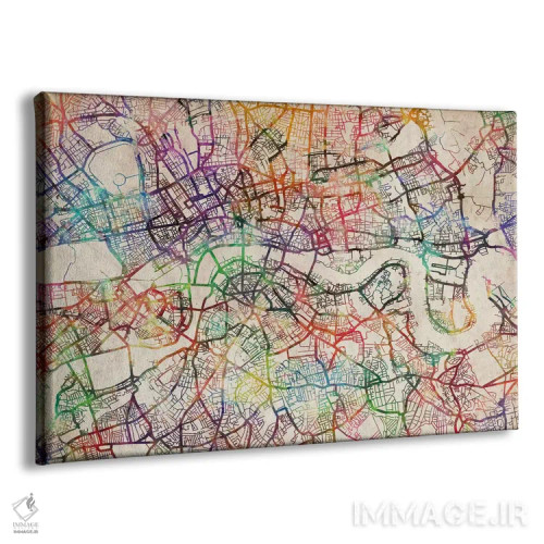 تابلو نقشهٔ لندن با آبرنگ اثر مایکل تامپست - نمای پرسپکتیو محصول
