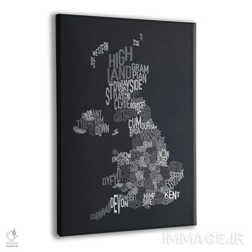تابلو نقشهٔ متنی شهرستانهای بریتانیا ۲ اثر مایکل تامپست - نمای پرسپکتیو محصول