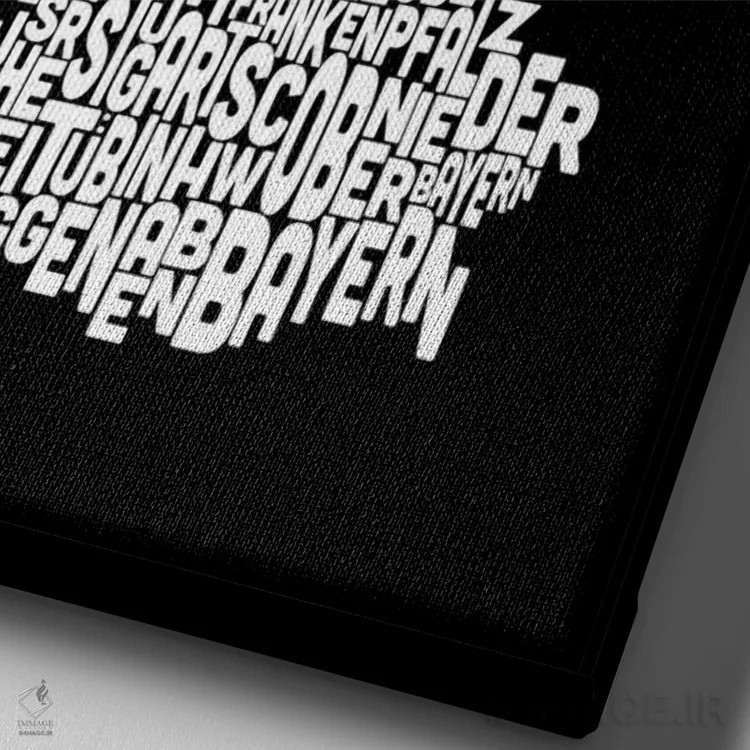 تابلو نقشهٔ متنی آلمان اثر مایکل تامپست - نمای نزدیک بافت بوم